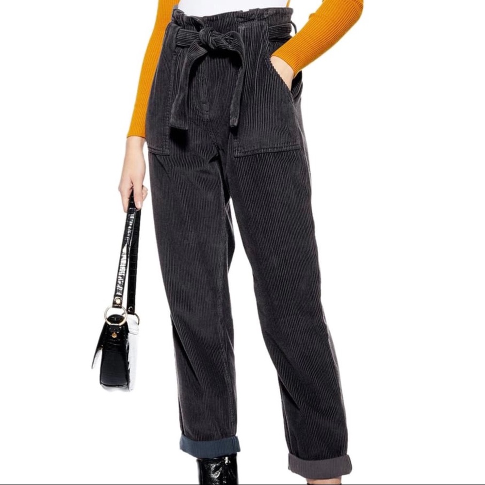topshop corduroy paperbag trousers